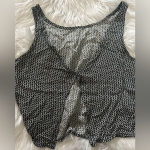 Brandy Melville black floral white flowers crop shirt reversible
